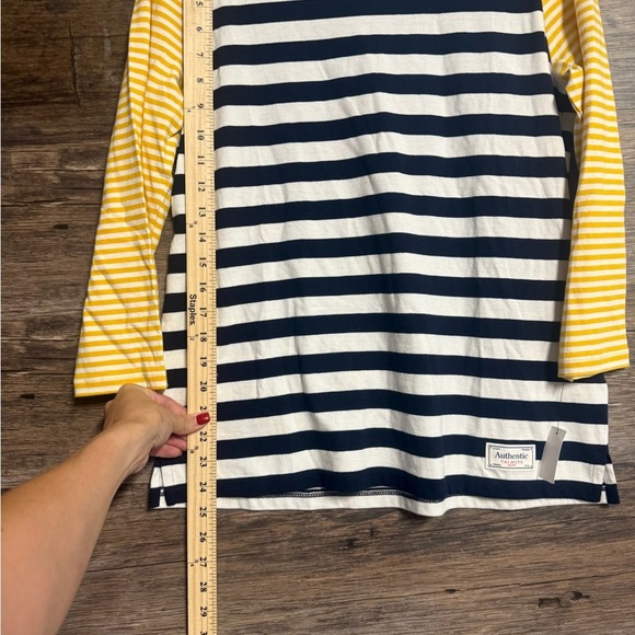 Talbots Navy and Yellow Striped Blouse - Picture 3 of 9